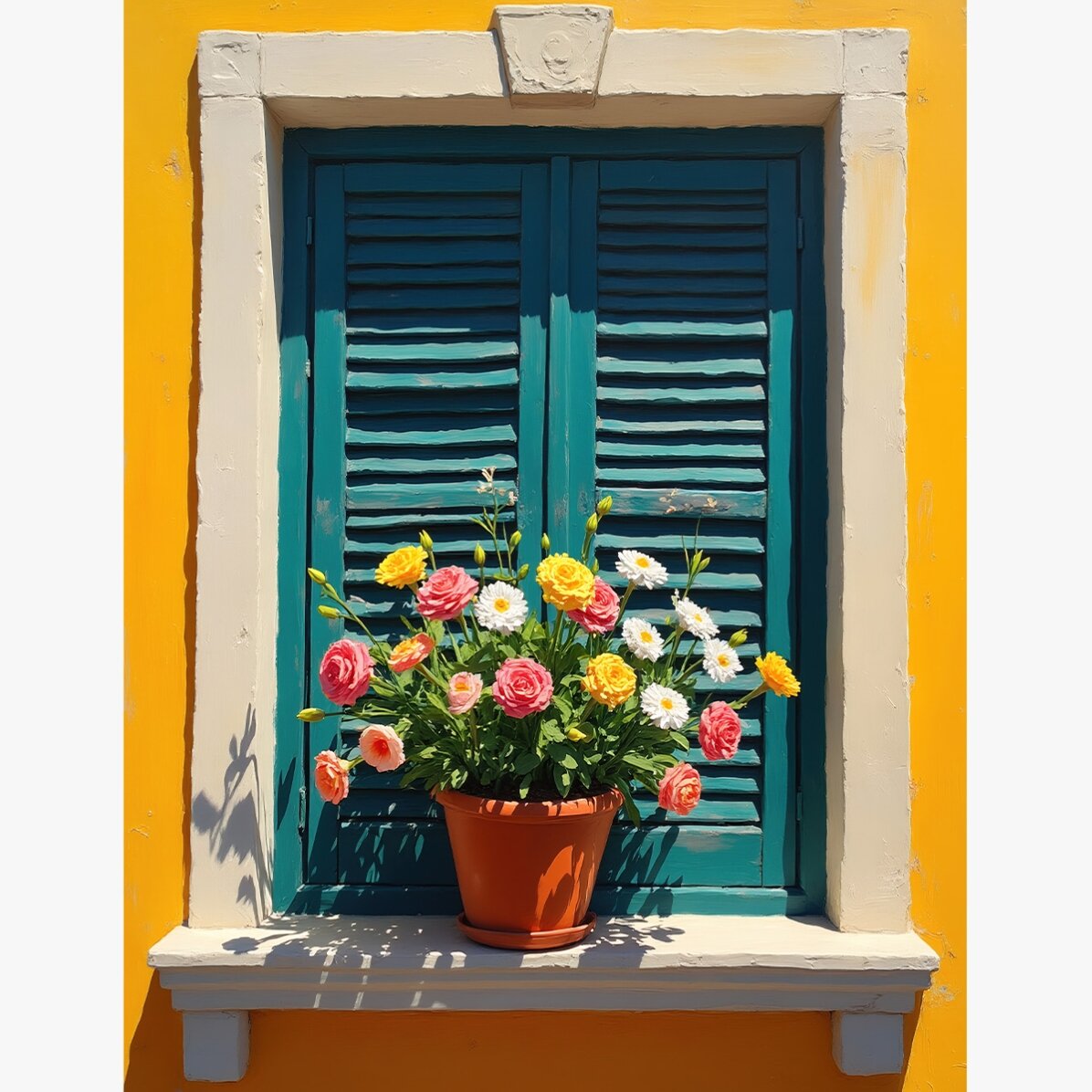 Affiche « Fenêtre avec pot de fleurs »
