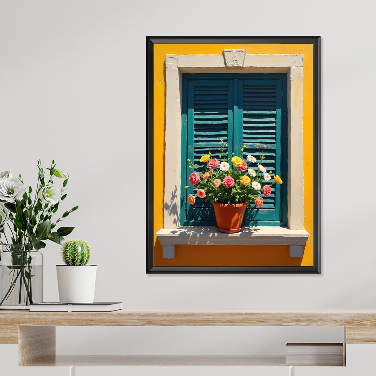 Affiche « Fenêtre avec pot de fleurs »