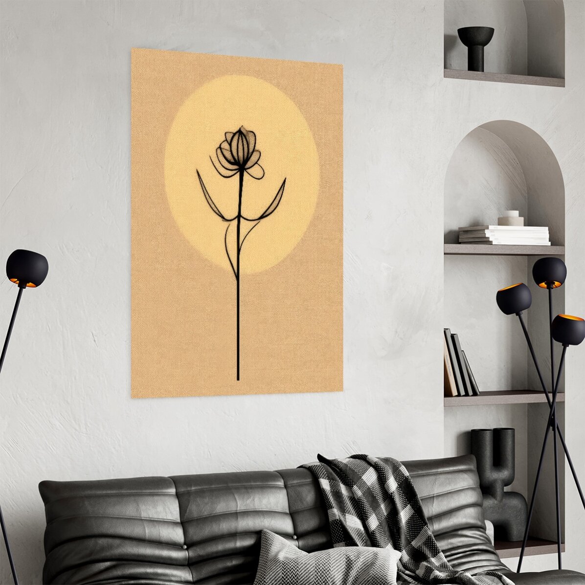 Affiche « Fleur minimaliste » au trait