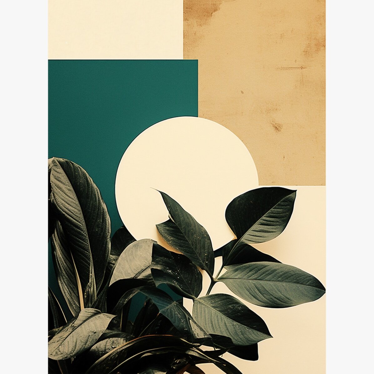 Affiche « Feuilles et formes géométriques »