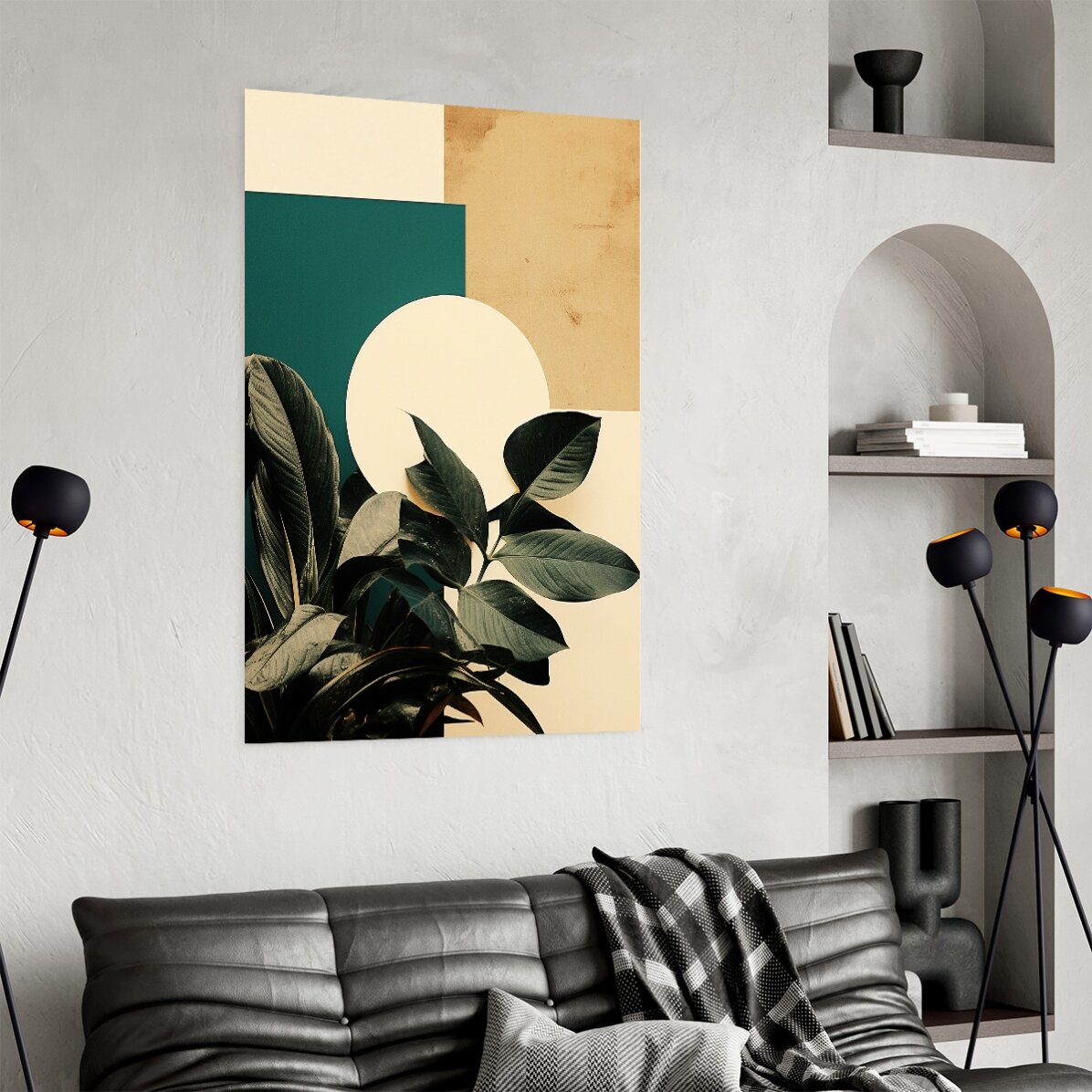 Affiche « Feuilles et formes géométriques »