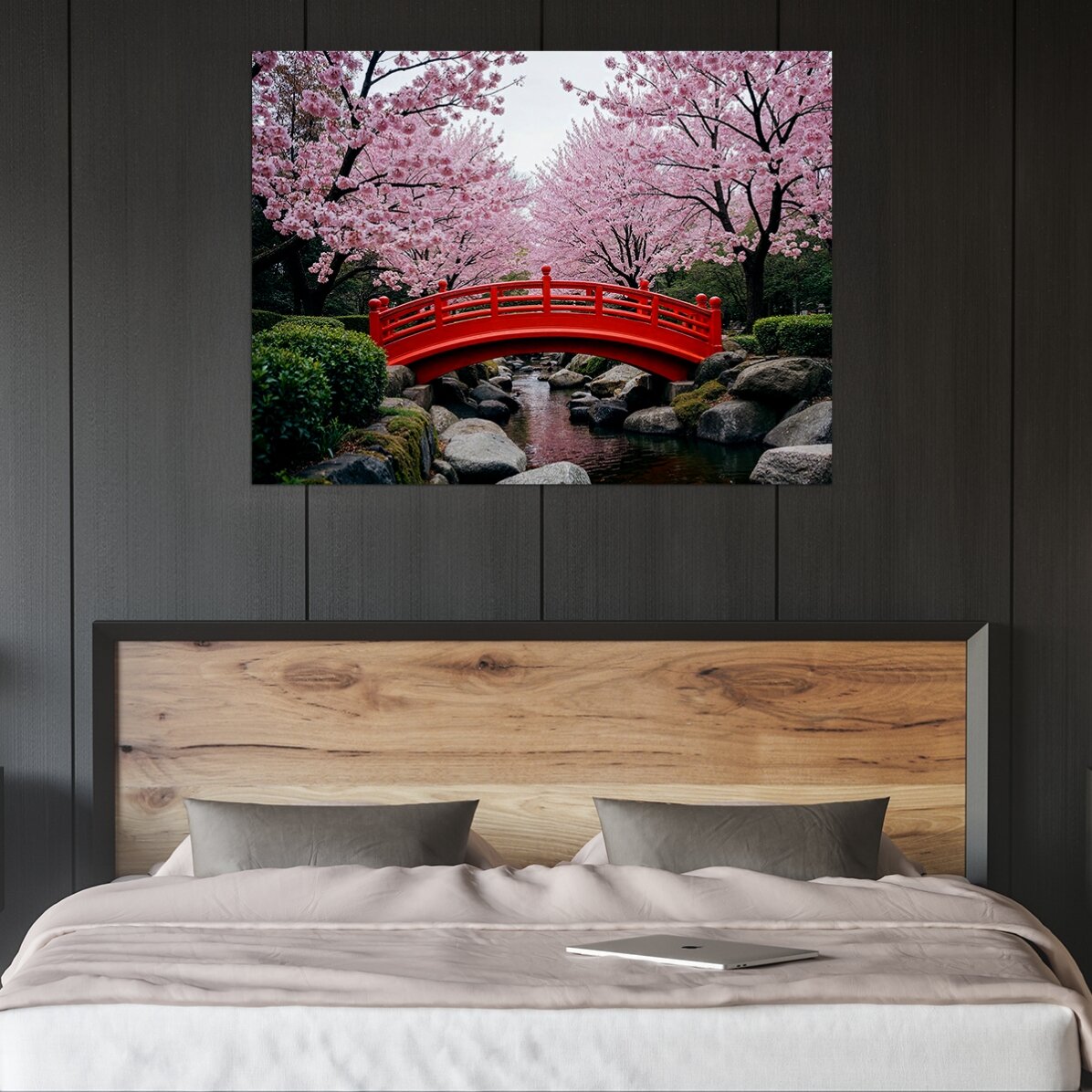 Affiche « Jardin japonais » - Cerisiers en fleurs