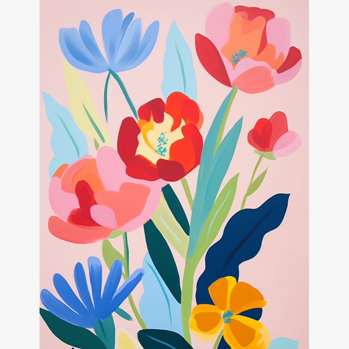 Affiche : illustration de fleurs colorées, dessinées 2