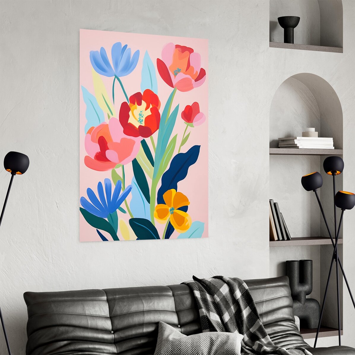 Affiche : illustration de fleurs colorées, dessinées 2
