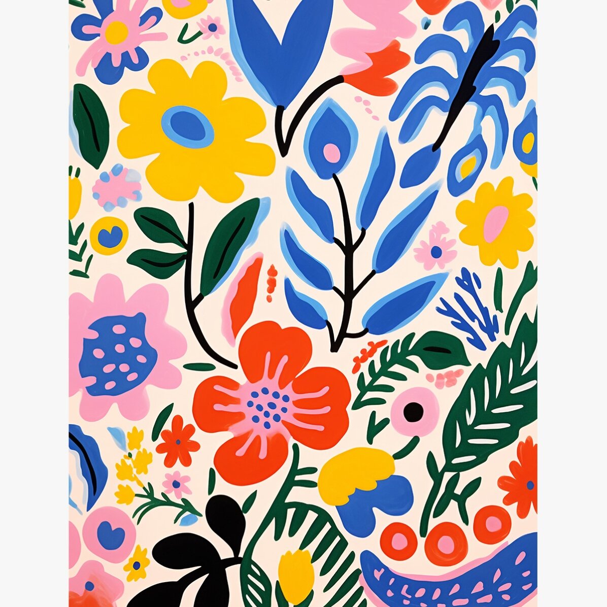 Affiche : illustration de fleurs colorées, dessinées 3