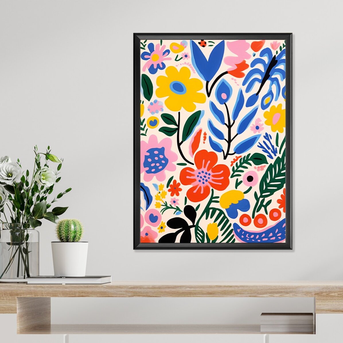 Affiche : illustration de fleurs colorées, dessinées 3