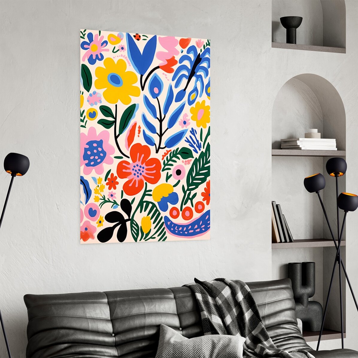 Affiche : illustration de fleurs colorées, dessinées 3