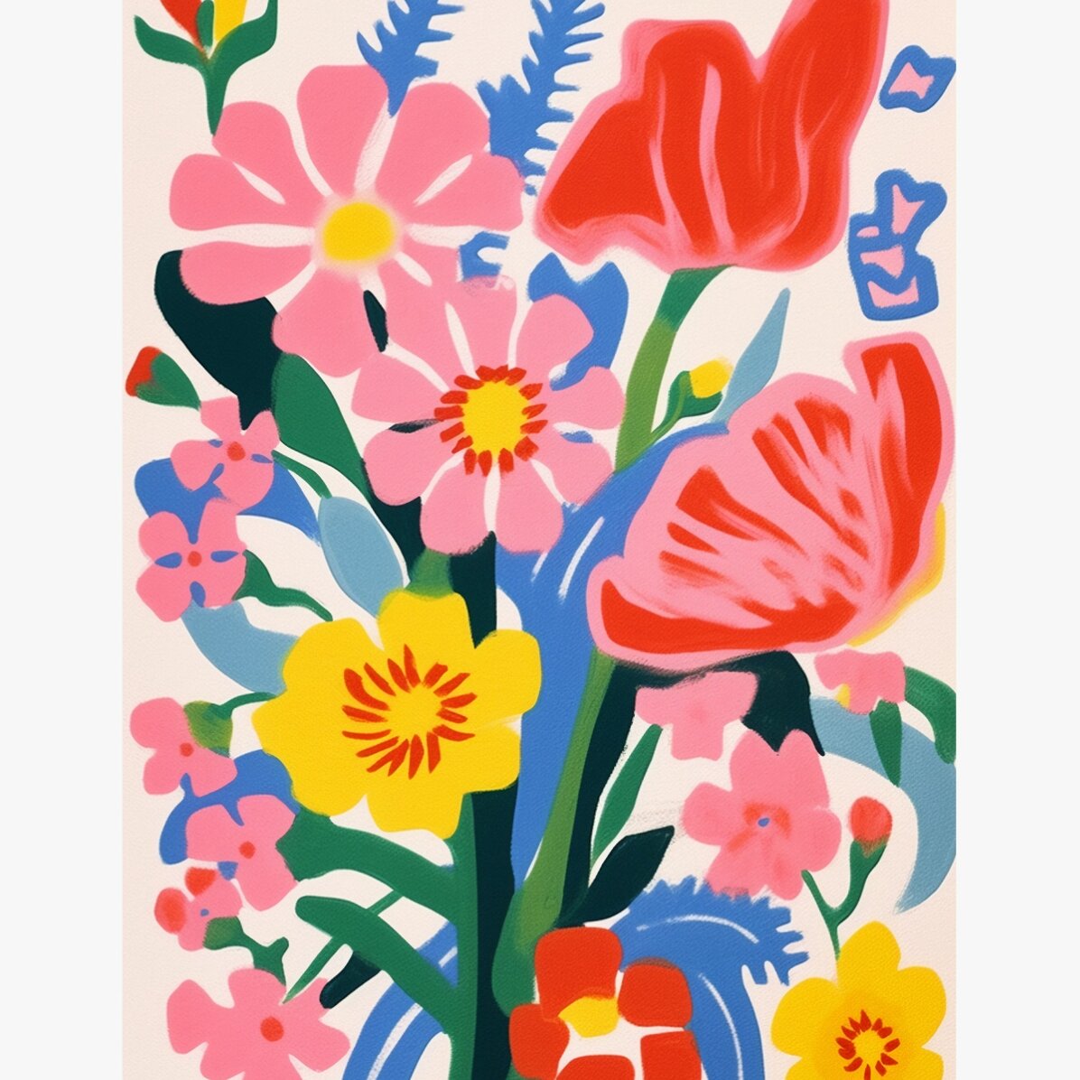 Affiche : illustration de fleurs colorées, dessinées 1