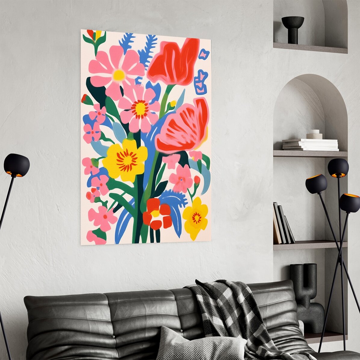 Affiche : illustration de fleurs colorées, dessinées 1