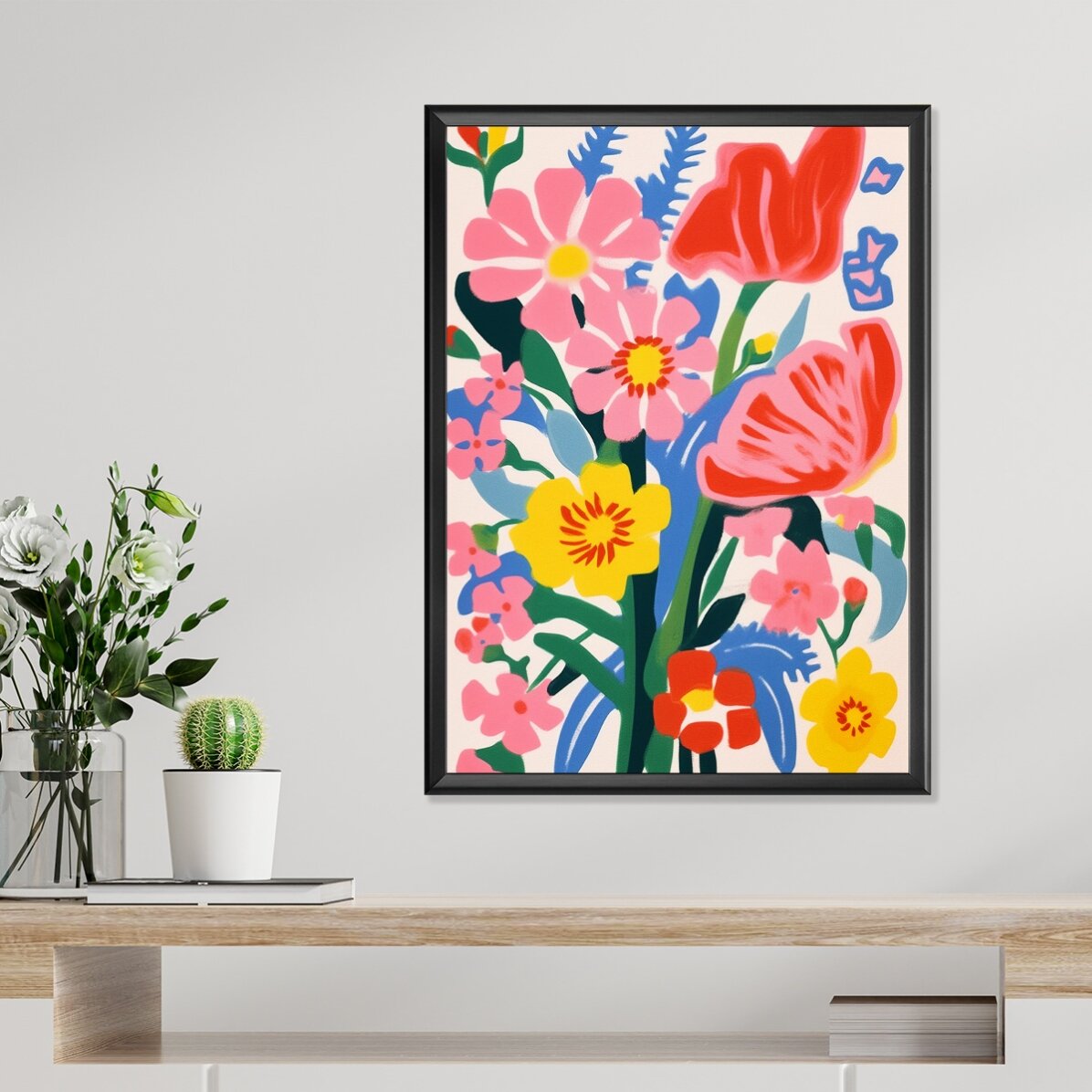 Affiche : illustration de fleurs colorées, dessinées 1
