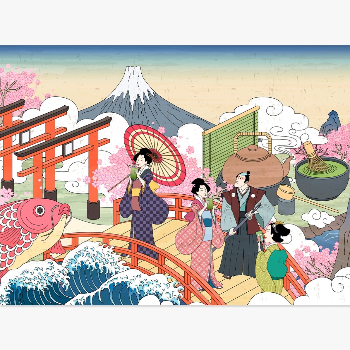 Affiche : illustration japonaise rétro