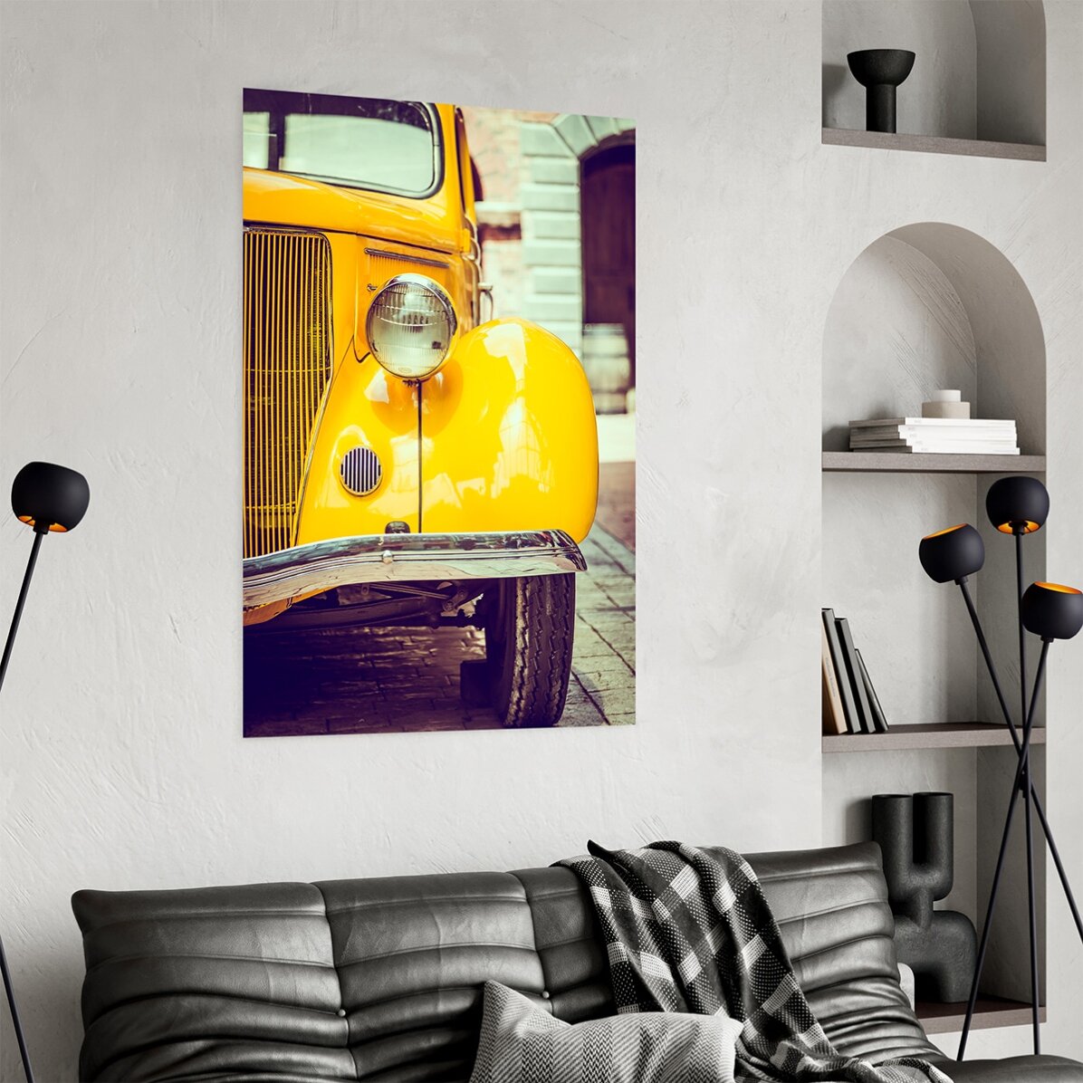 Affiche « Voiture jaune vintage »