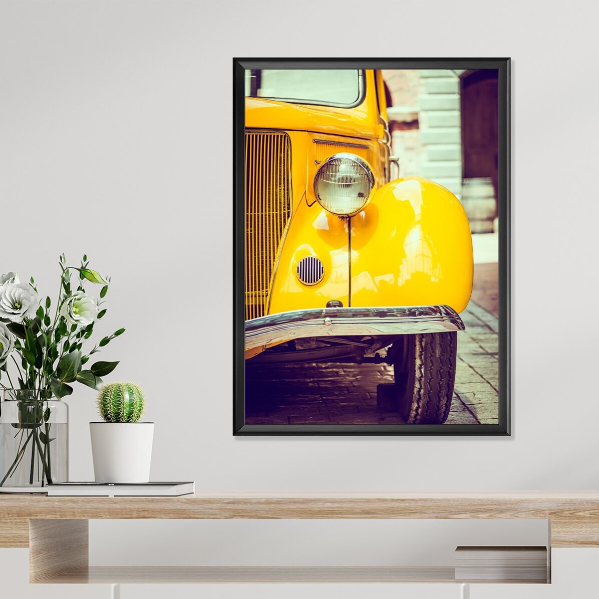 Affiche « Voiture jaune vintage »