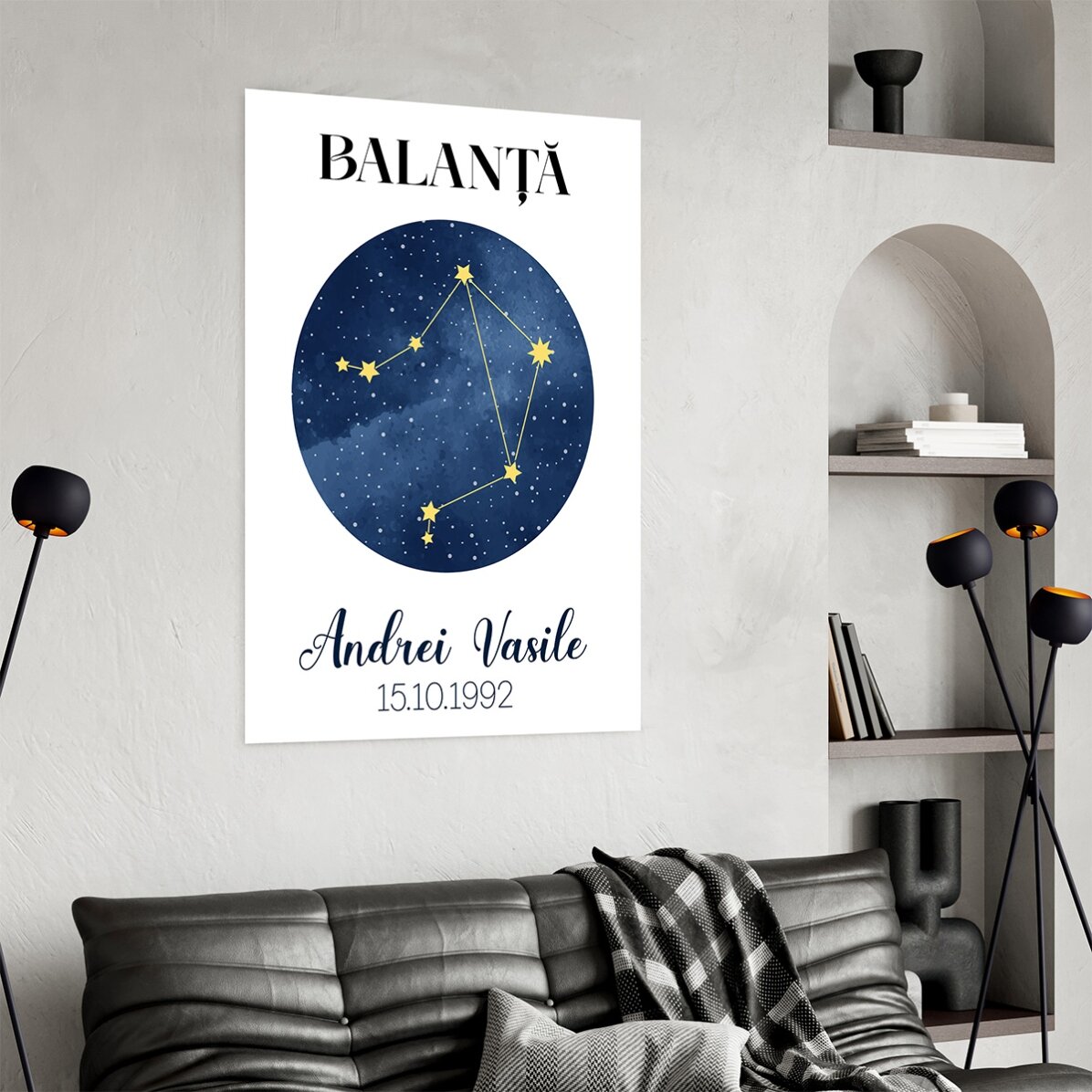 Affiche personnalisée avec texte - La constellation du signe du zodiaque de la Balance