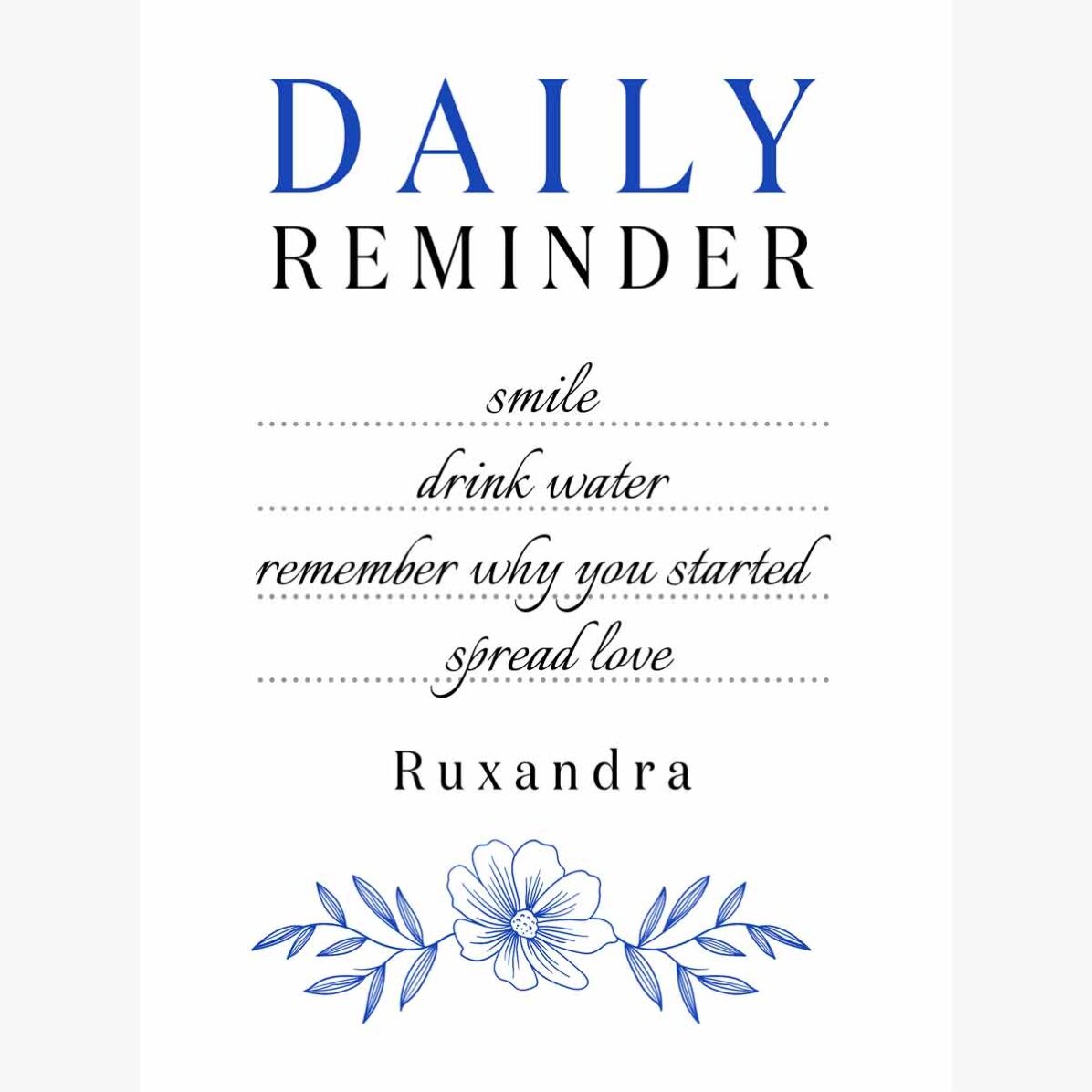 Affiche personnalisée avec texte - Daily Reminder