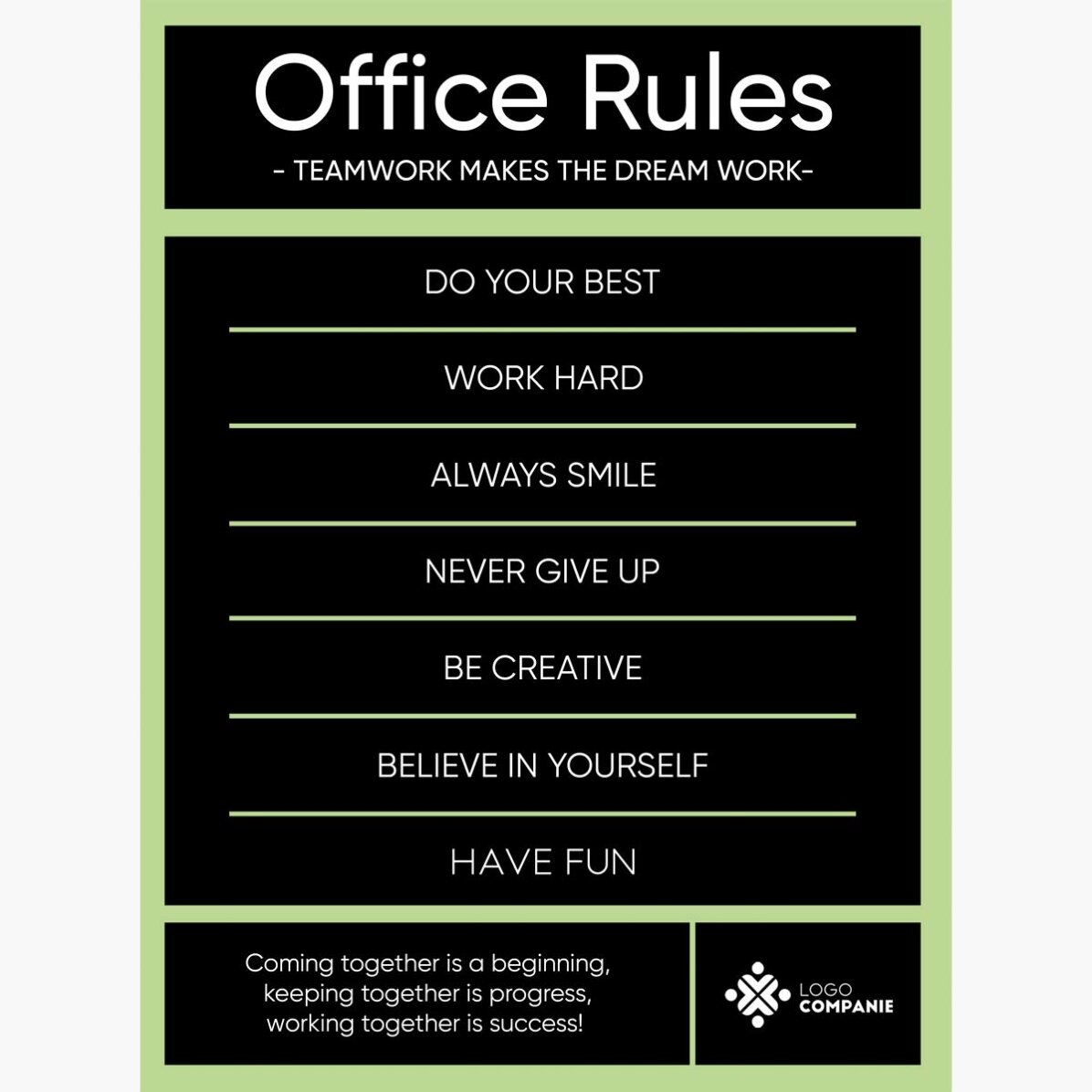 Affiche personnalisée avec texte et logo - Office Rules
