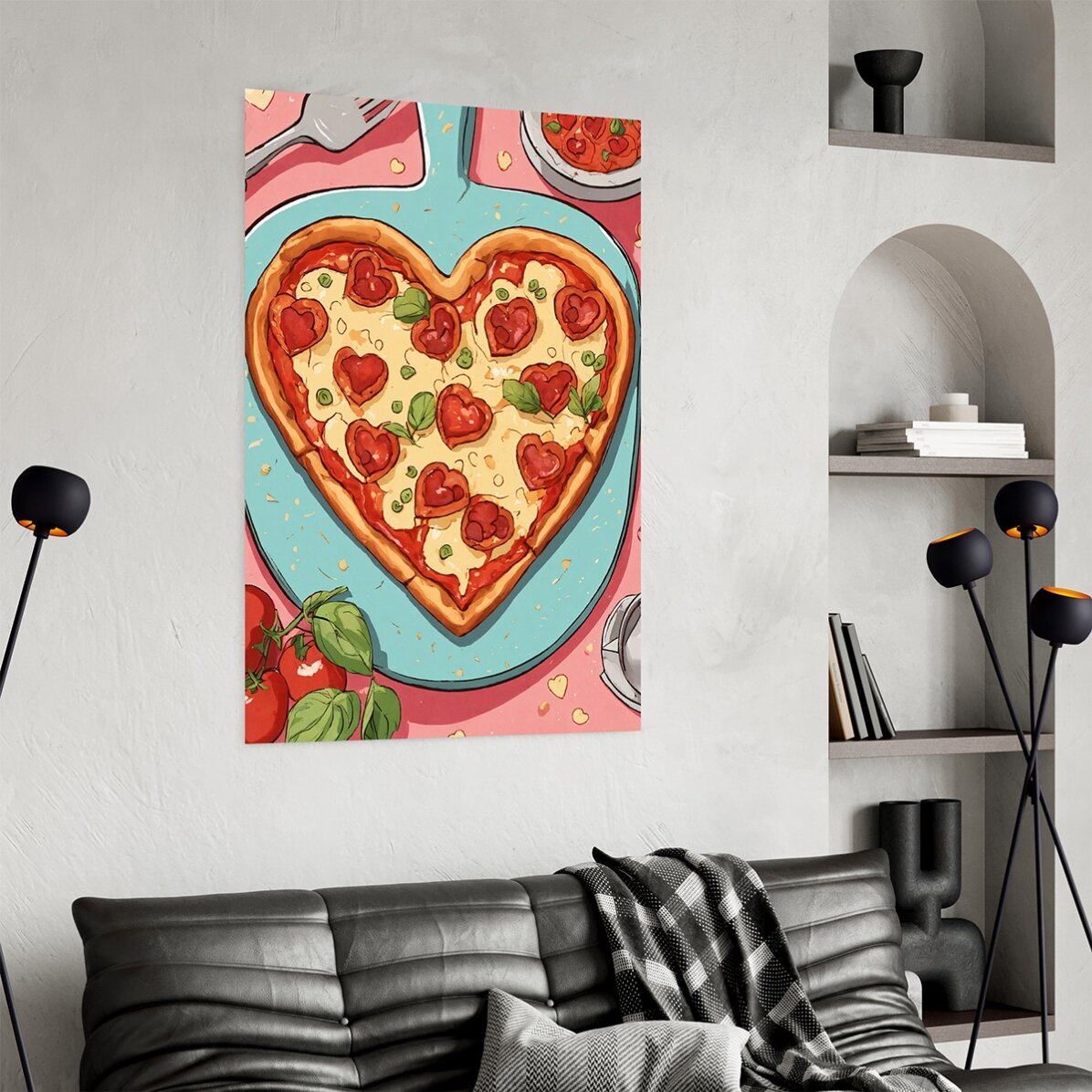 Affiche « Pizza en forme de cœur »