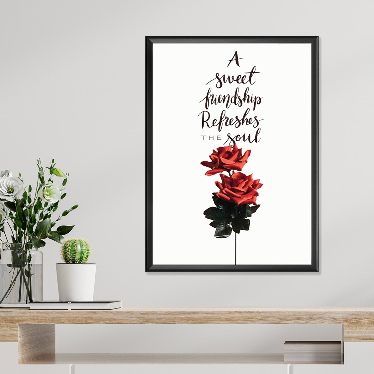 Affiche « Amitié » avec des roses