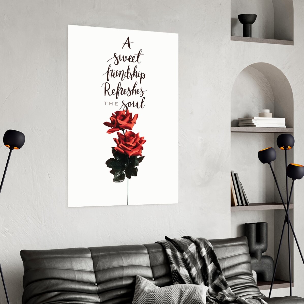 Affiche « Amitié » avec des roses