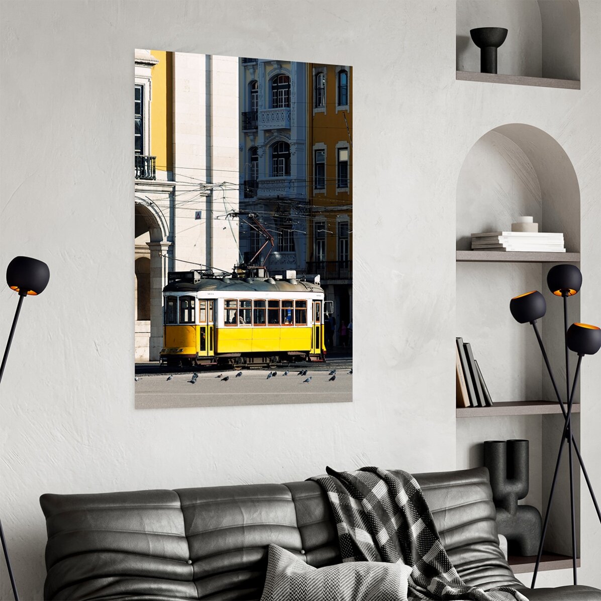 Affiche « Tramway jaune à Lisbonne, Portugal »