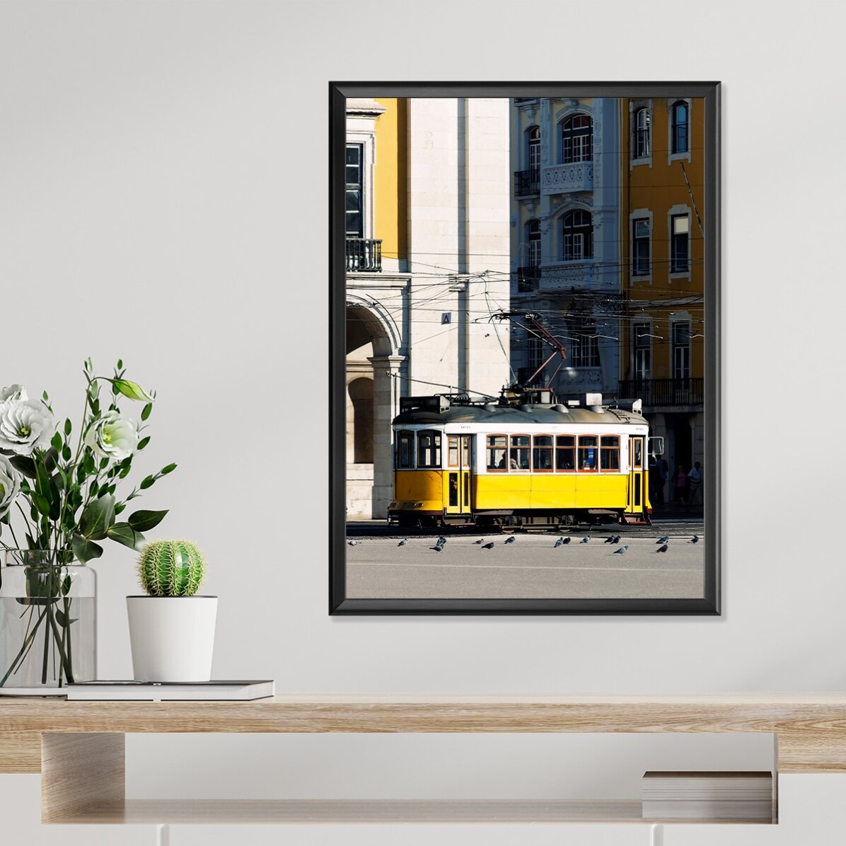 Affiche « Tramway jaune à Lisbonne, Portugal »