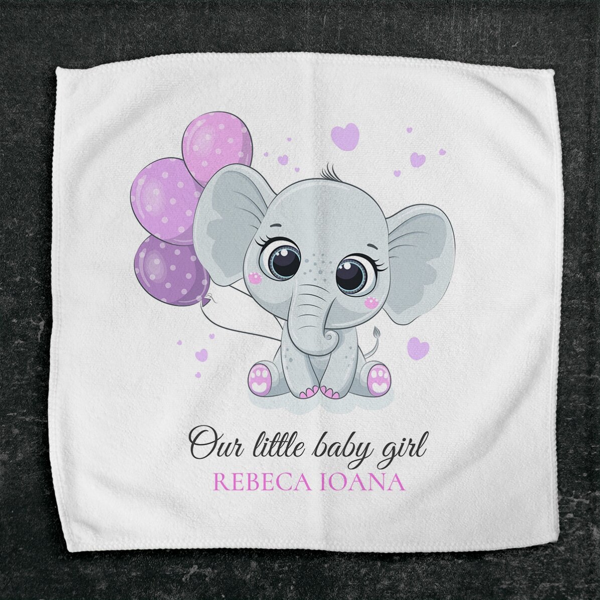 Serviette personnalisée avec prénom - Bébé fille