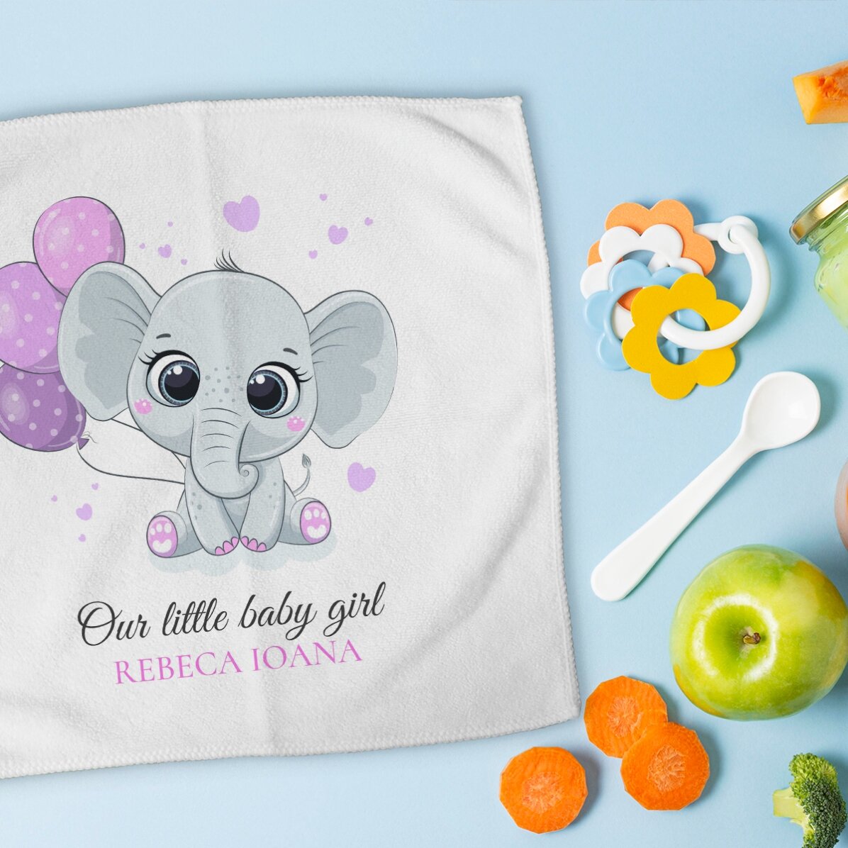 Serviette personnalisée avec prénom - Bébé fille