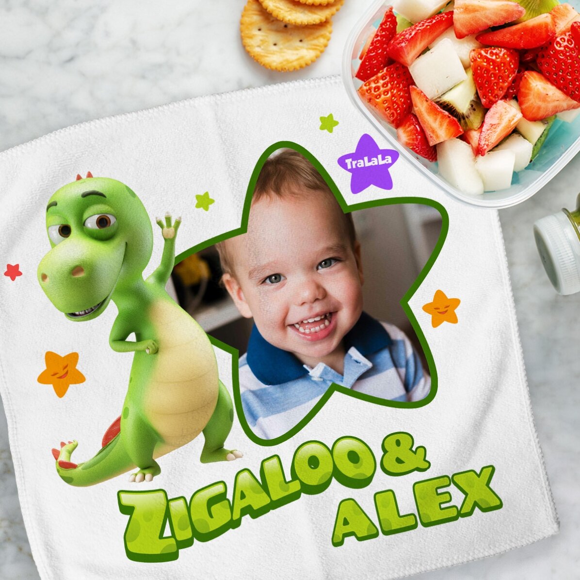 Serviette personnalisée avec nom et photo - Moi et Zigaloo