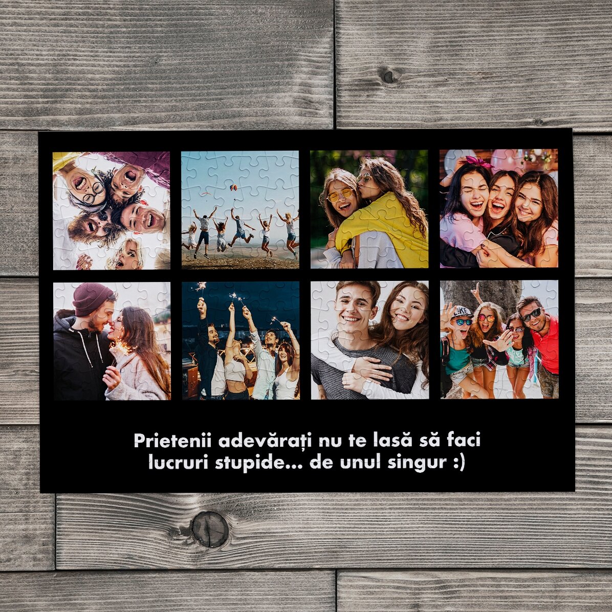 Puzzle personnalisé avec 8 photos et un texte, 36 x 24 cm