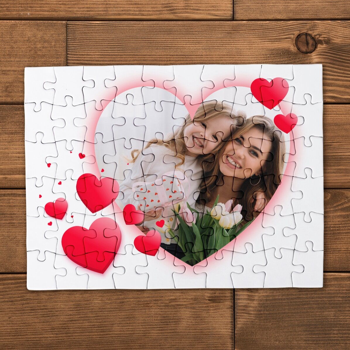 Puzzle personnalisé avec une photo et un texte, 20 x 15 cm - Cœur