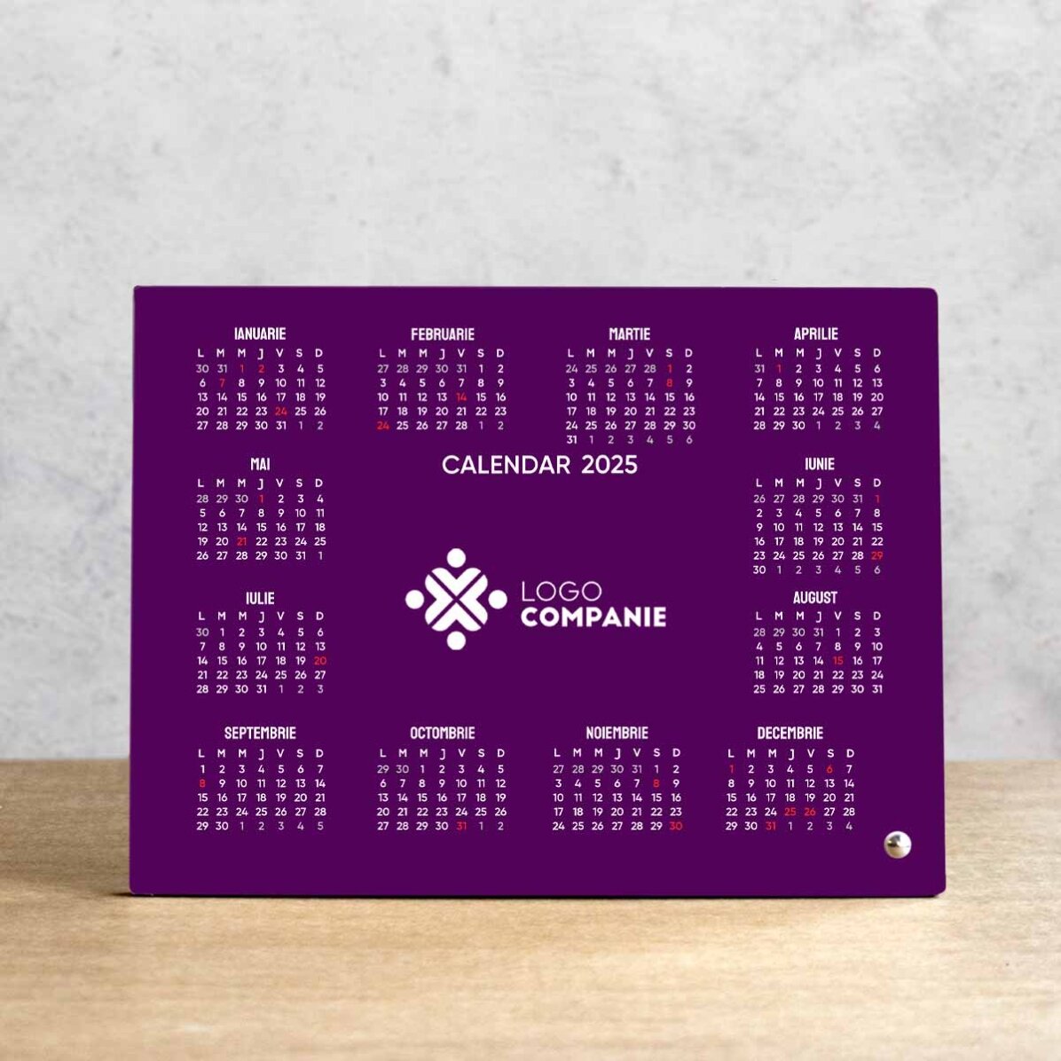 Cadre photo de bureau personnalisé avec logo et calendrier