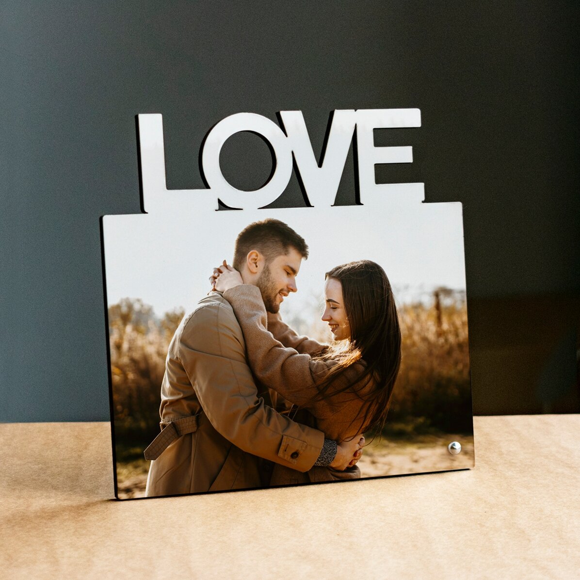Cadre photo de bureau personnalisé avec une photo - modèle LOVE