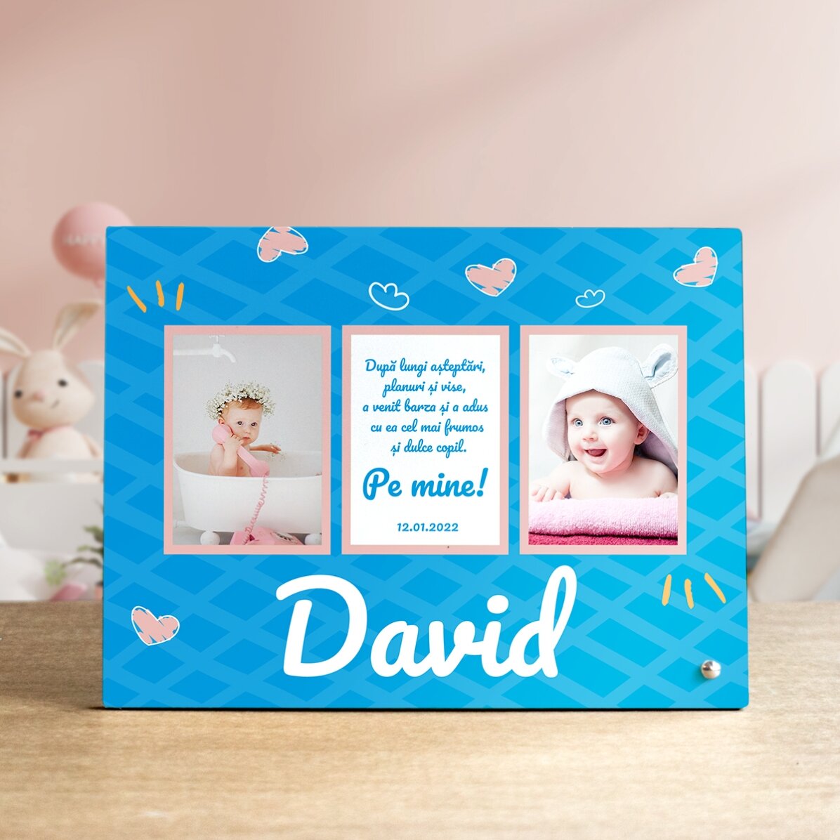 Cadre photo personnalisé avec 3 photos et un texte pour enfant - Le plus mignon