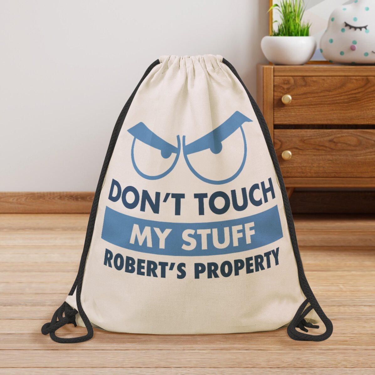 Sac à dos personnalisé avec prénom - « Ne touche pas à mes affaires »