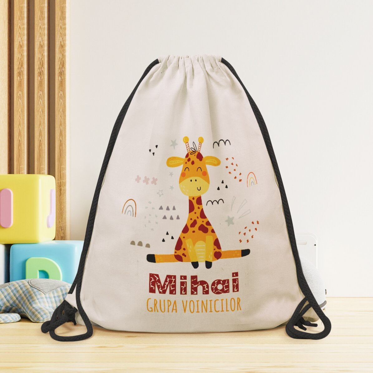 Personalised backpack with name - Giraffe