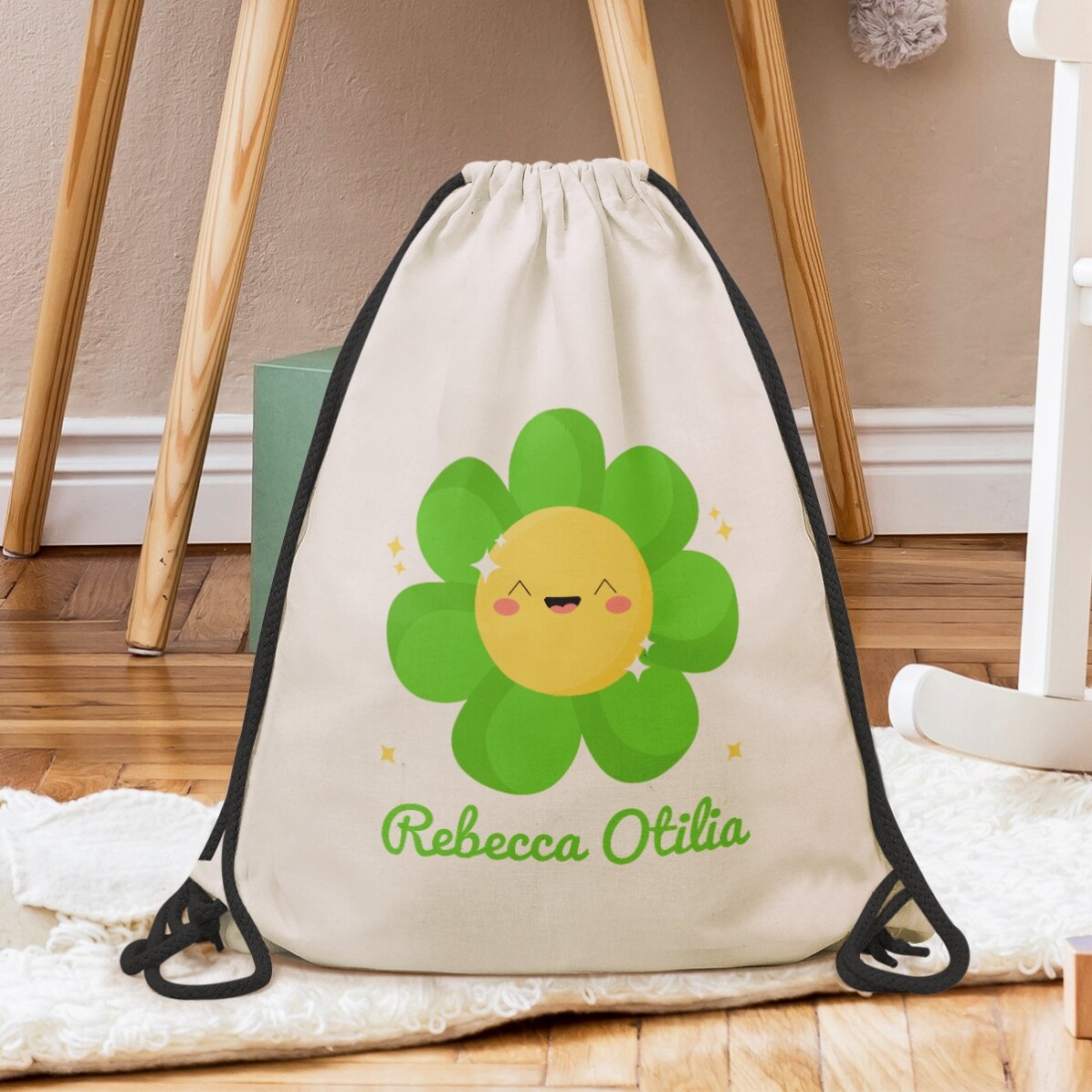 Sac à dos personnalisé avec prénom - Modèle « fleur colorée »