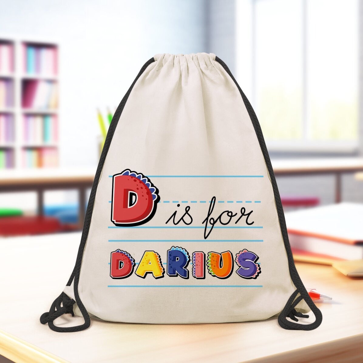 Sac à dos personnalisé avec nom et message - Modèle dinosaure