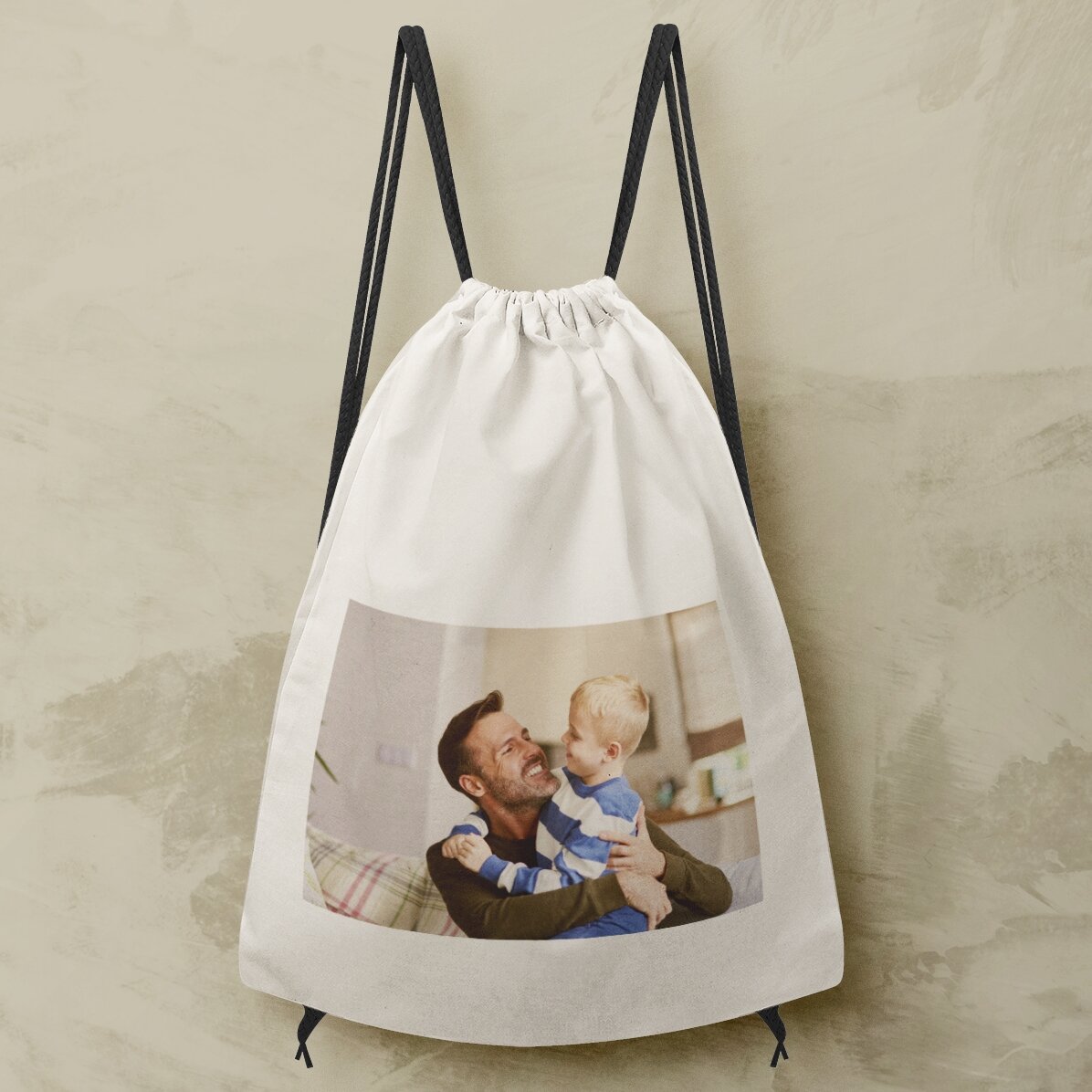 Sac à dos personnalisé avec une photo en mode paysage et un texte