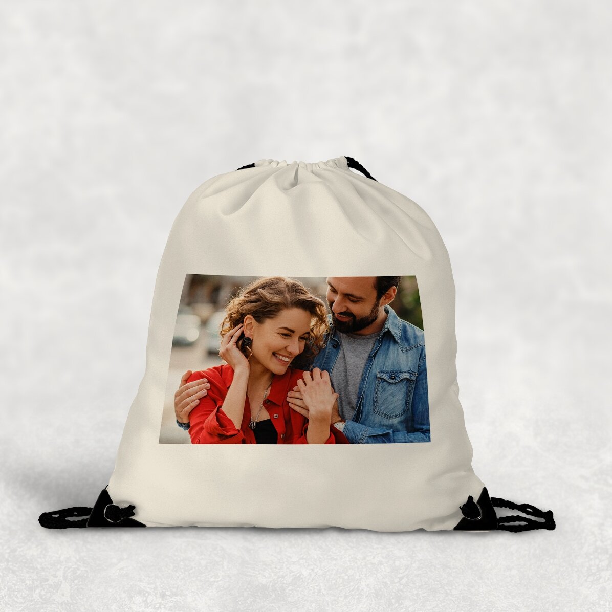 Sac à dos personnalisé avec une photo en mode paysage et un texte