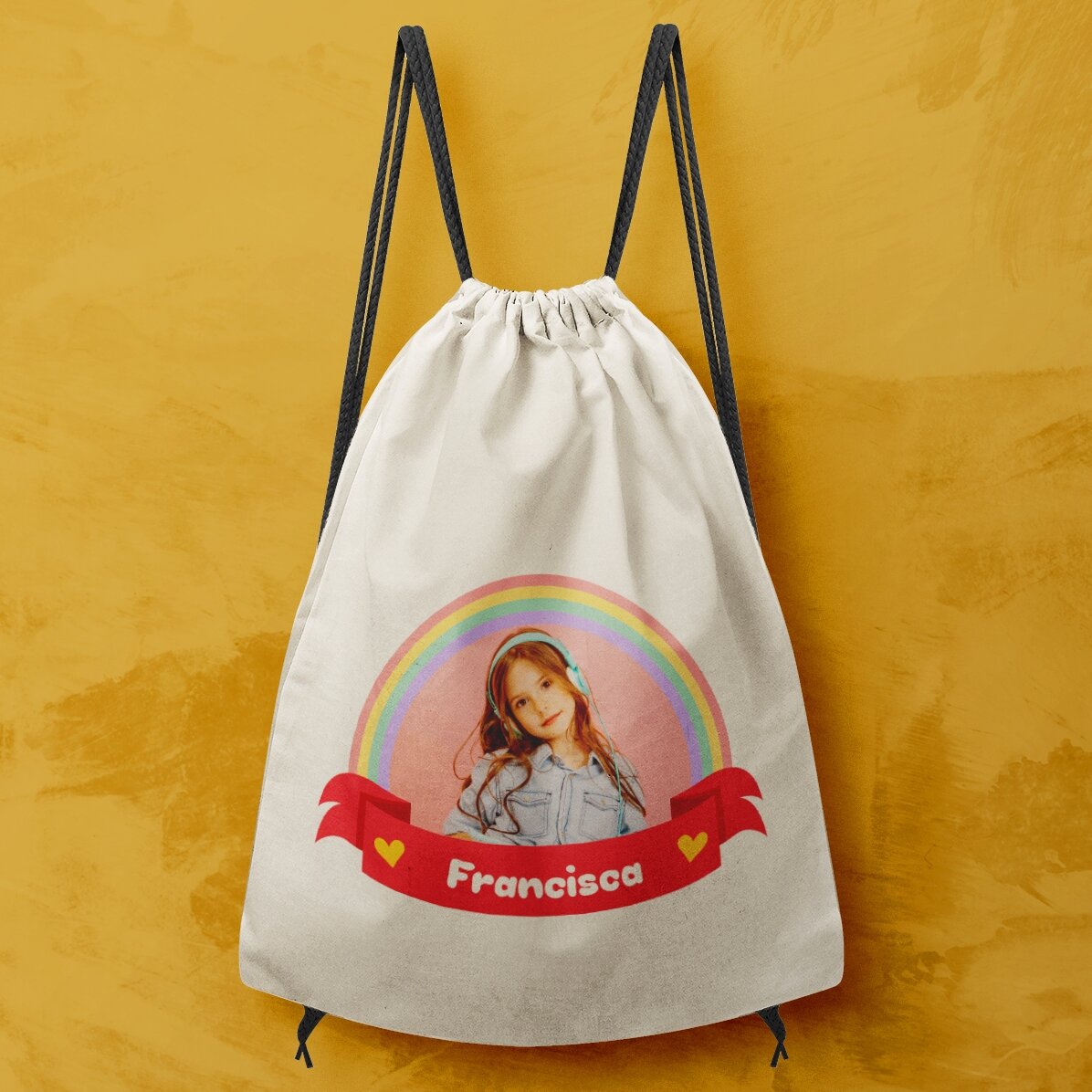 Sac à dos personnalisé avec une photo et un prénom - Rainbow
