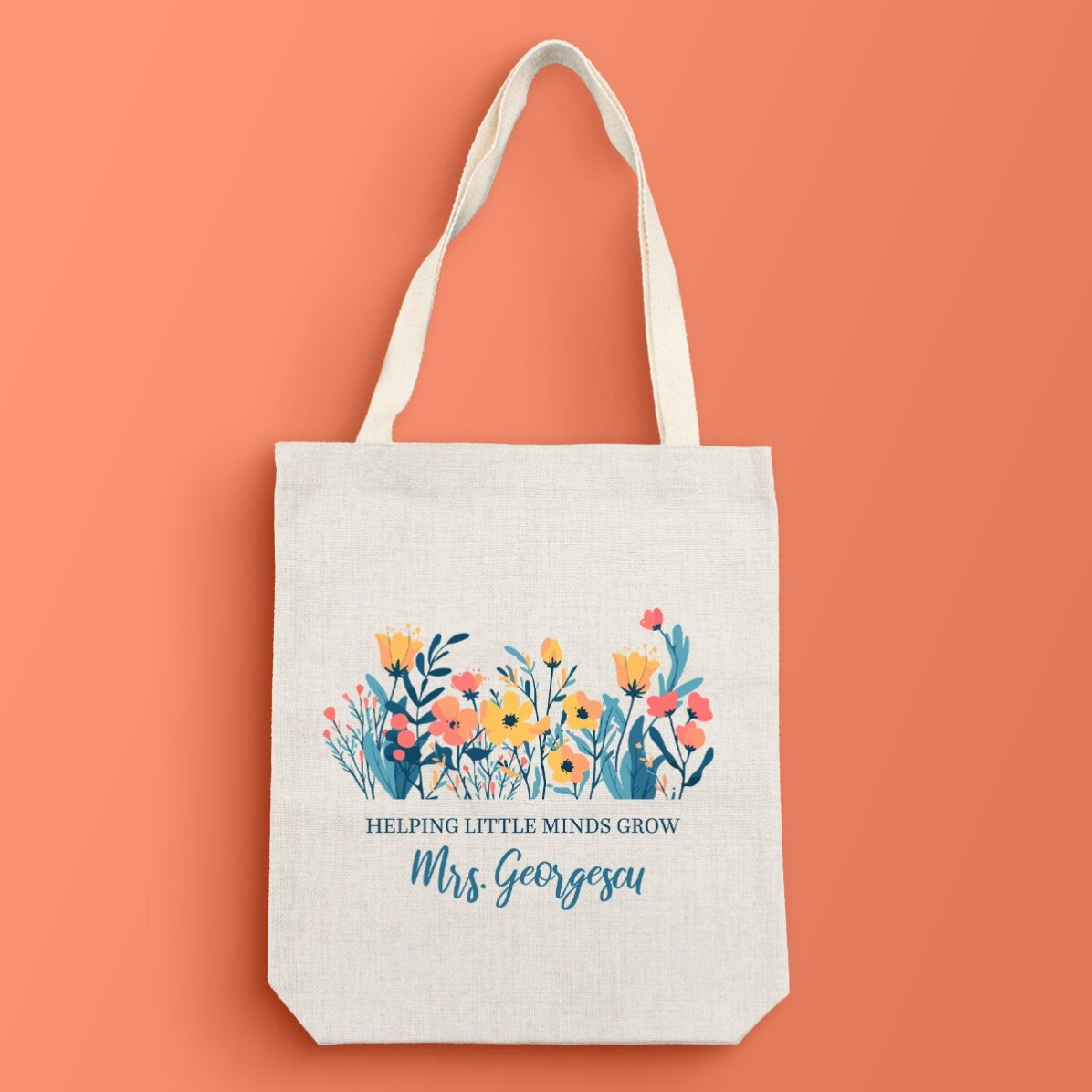 Sac personnalisé avec inscription - Fleurs