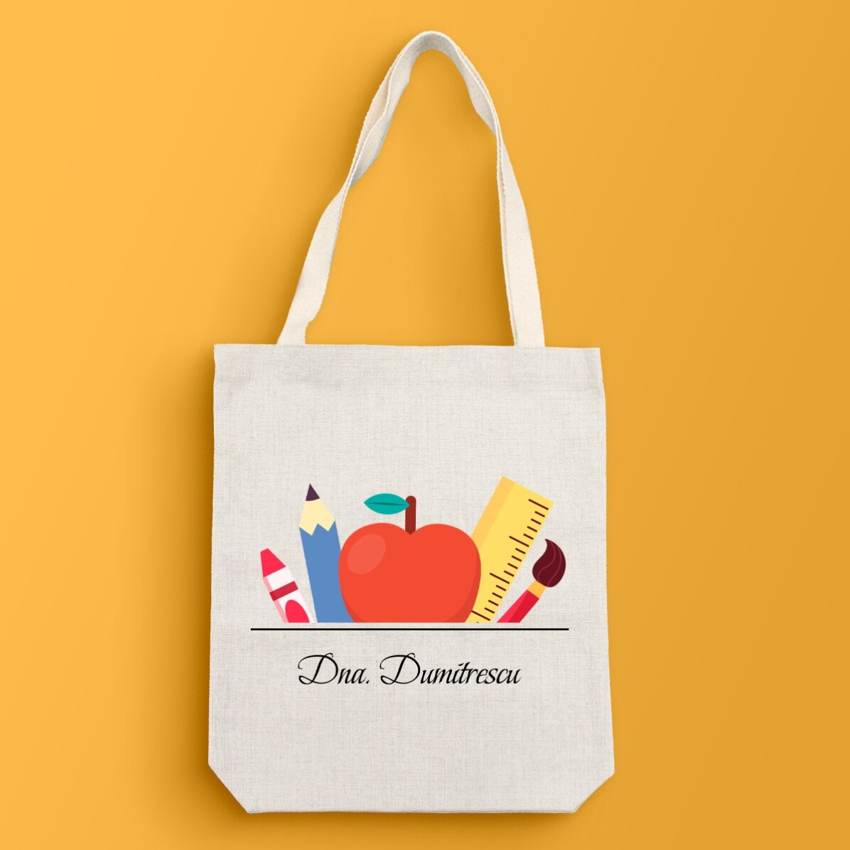 Personalised bag with text for teachers