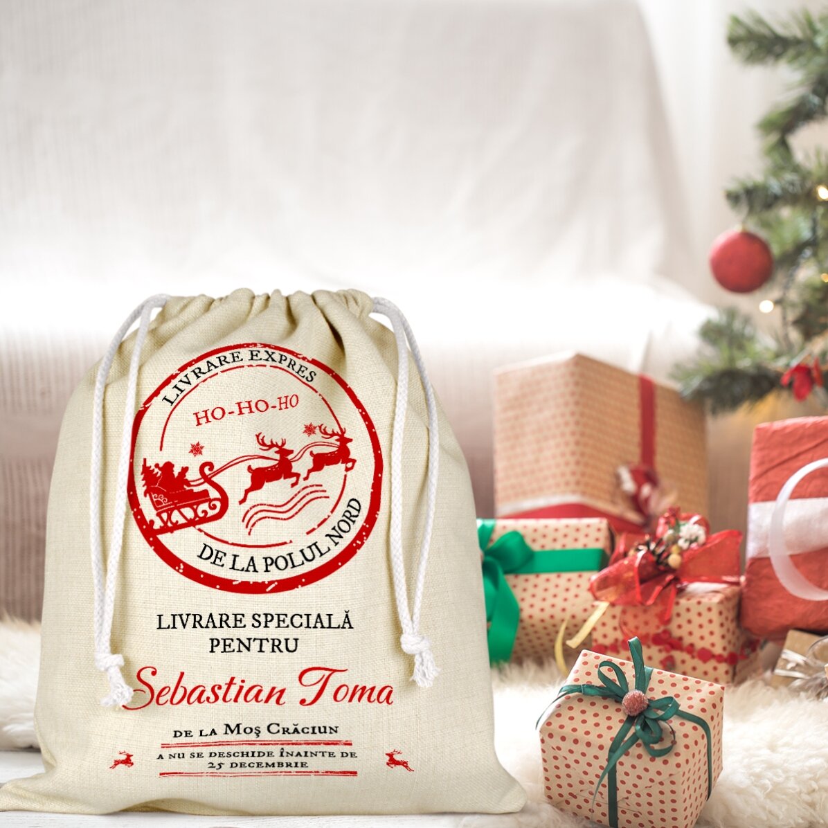 Petit sac cadeau moyen personnalisé avec un prénom - Livraison spéciale
