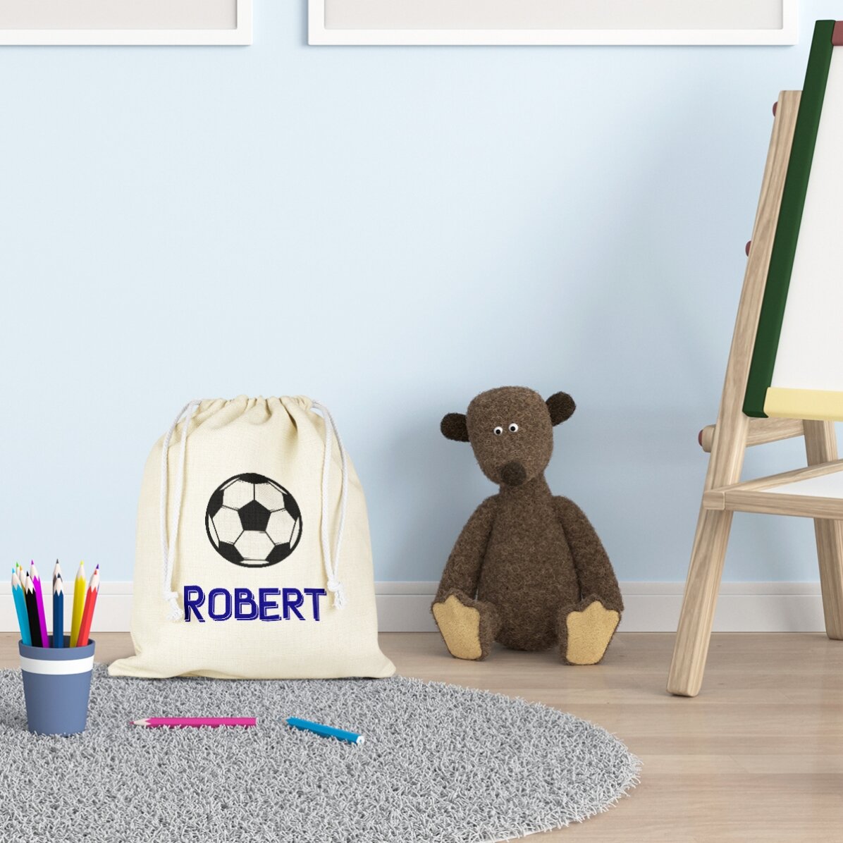 Petit sac moyen personnalisé avec un prénom - Football