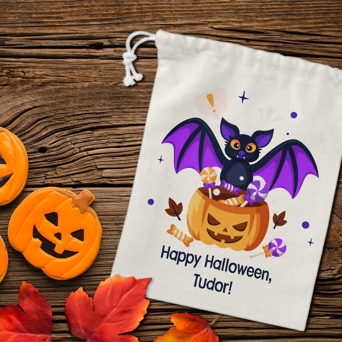Petit sac cadeau personnalisé avec un texte - Halloween