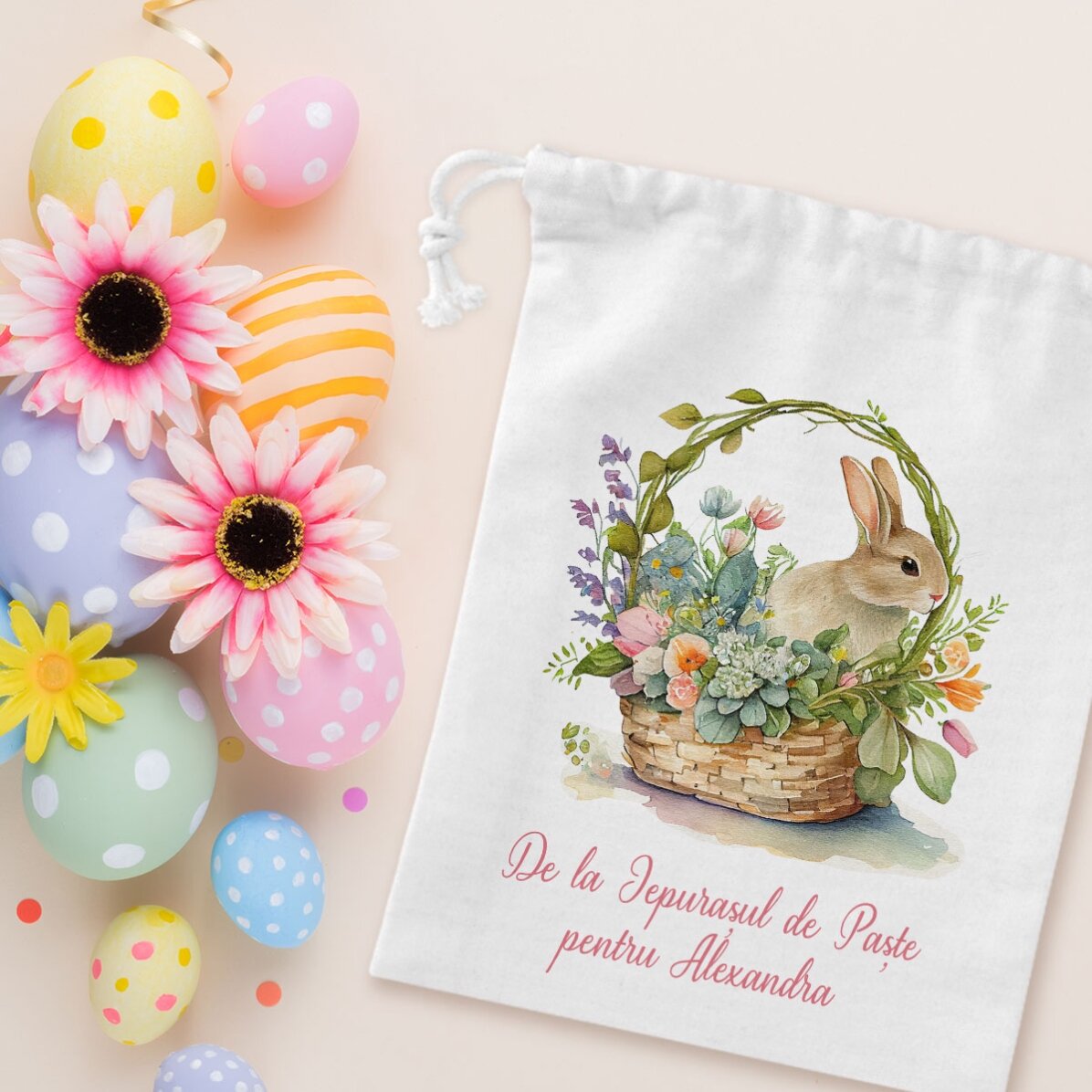 Petit sac cadeau personnalisé avec un texte - Lapin