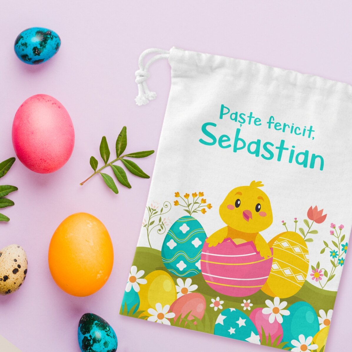 Petit sac cadeau personnalisé avec un message - Pâques