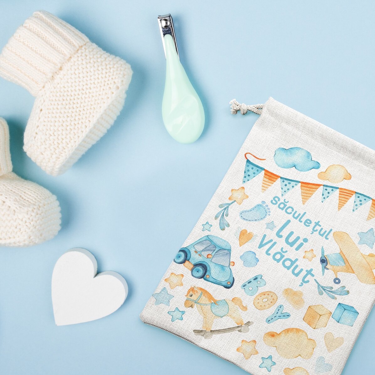 Petit sac cadeau personnalisé avec un texte - Aquarelle