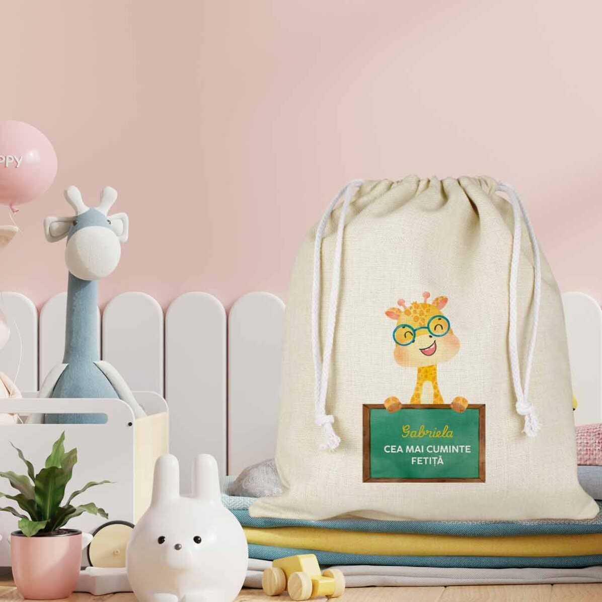 Petit sac pour la maternelle personnalisé avec un message - Cute