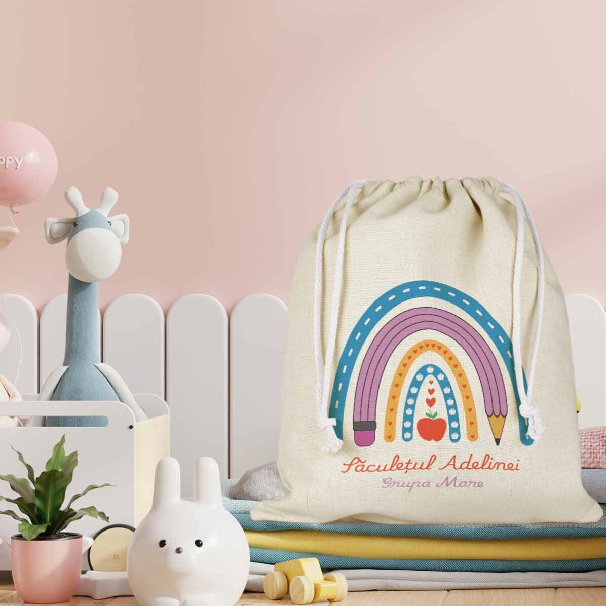 Sac de crèche personnalisé avec un texte - Cute